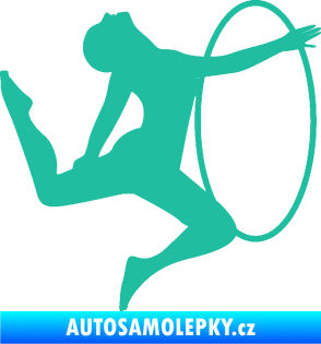 Samolepka Hula Hop 002 pravá gymnastka s obručí tyrkysová