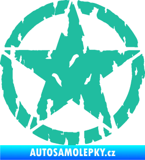 Samolepka Hvězda Army 010 potrhaná tyrkysová