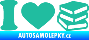 Samolepka I love books tyrkysová