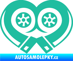 Samolepka I love turbo tyrkysová