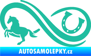 Samolepka Infinity 005 levá koník s podkovou tyrkysová
