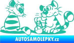 Samolepka Interiér 010 pravá kočičky tyrkysová