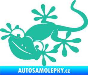 Samolepka Ještěrka 018 levá kouká tyrkysová