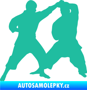 Samolepka Karate 013 levá souboj tyrkysová