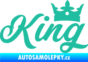 Samolepka King nápis s korunou tyrkysová