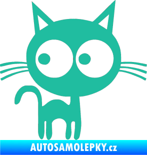 Samolepka Kočička 001 pravá tyrkysová