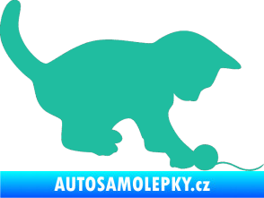 Samolepka Kočka 002 pravá tyrkysová