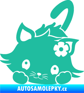 Samolepka Kočka 012 levá tyrkysová