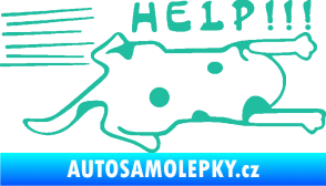 Samolepka Kočka Help samolepka na bok  tyrkysová