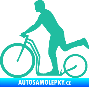 Samolepka Koloběžka 001 levá jízda  tyrkysová