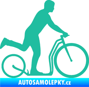 Samolepka Koloběžka 001 pravá jízda  tyrkysová