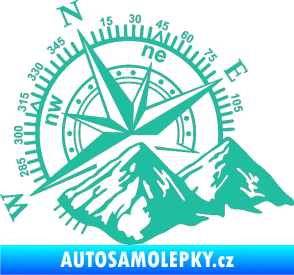 Samolepka Kompas 002 levá hory tyrkysová