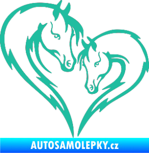 Samolepka Koníci 002 - levá srdíčko kůň s hříbátkem tyrkysová