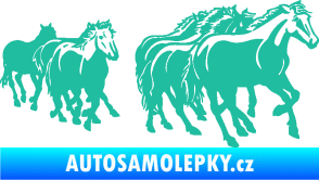 Samolepka Koníci 005 stádo pravá tyrkysová