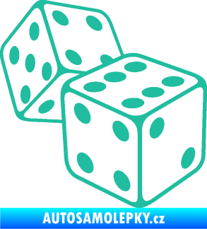 Samolepka Kostky 003 pravá hrací kostky tyrkysová