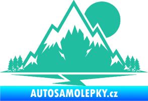 Samolepka Krajina hory 001 pravá tyrkysová