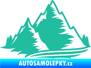Samolepka Krajina hory 003 levá tyrkysová