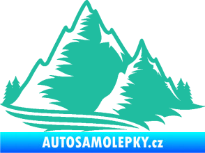Samolepka Krajina hory 003 pravá tyrkysová