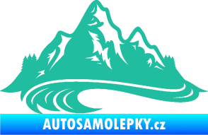 Samolepka Krajina hory 008 levá tyrkysová