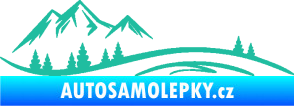 Samolepka Krajina hory 036 levá tyrkysová
