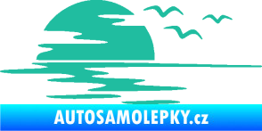 Samolepka Krajina moře 003 levá západ slunce odraz na hladině tyrkysová