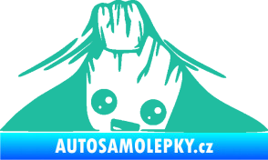Samolepka Kuk 007 pravá Groot vykukuje tyrkysová