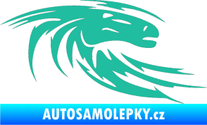 Samolepka Kůň 023 pravá hlava s vlající hřívou tyrkysová
