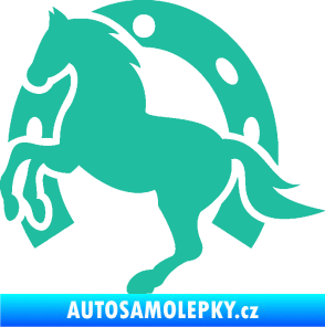 Samolepka Kůň 033 levá podkova tyrkysová