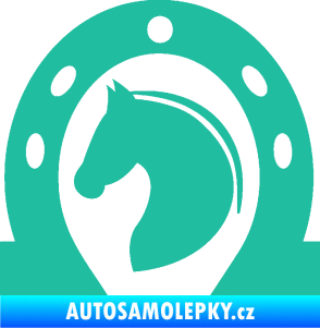 Samolepka Kůň 034 levá podkova tyrkysová