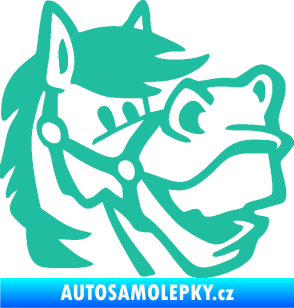 Samolepka Kůň 041 pravá veselý  tyrkysová