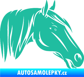 Samolepka Kůň 065 pravá hlava s hřívou tyrkysová