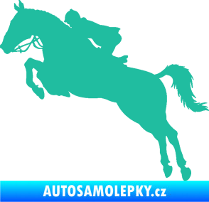 Samolepka Kůň 076 levá parkur tyrkysová