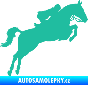 Samolepka Kůň 076 pravá parkur tyrkysová