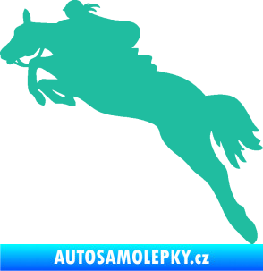 Samolepka Kůň 084 levá s jezdkyní tyrkysová