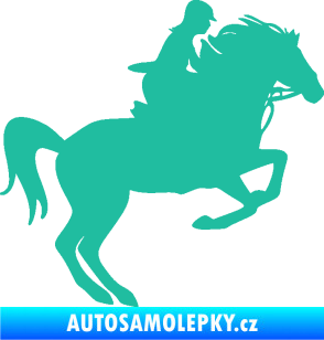 Samolepka Kůň 091 pravá skok tyrkysová