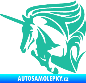 Samolepka Kůň jednorožec 001 levá tyrkysová