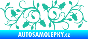 Samolepka Květina dekor 010 pravá růžičky tyrkysová