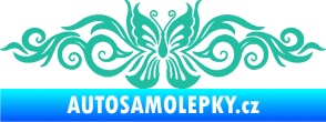Samolepka Květina dekor 017 motýl tyrkysová