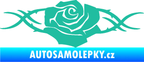 Samolepka Květina dekor 020 levá růže s trny tyrkysová