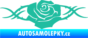 Samolepka Květina dekor 020 pravá růže s trny tyrkysová