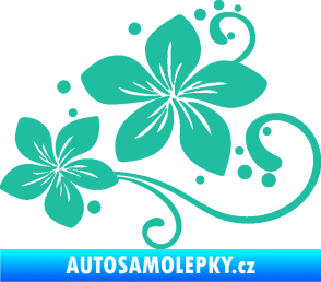 Samolepka Květina dekor 035 levá tyrkysová