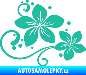 Samolepka Květina dekor 035 pravá tyrkysová