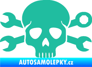 Samolepka Lebka 030 pravá mechanik tyrkysová