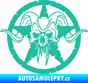 Samolepka Lebka 039 levá army hvězda tyrkysová