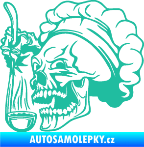 Samolepka Lebka 042 kuchař levá tyrkysová
