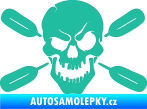 Samolepka Lebka 053 levá s pádly tyrkysová