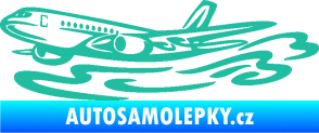 Samolepka Letadlo 026 levá v oblacích tyrkysová