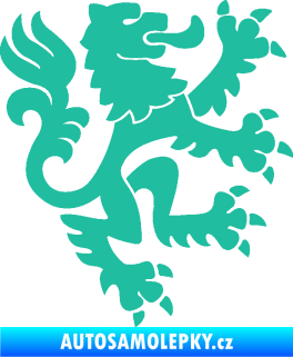 Samolepka Lev heraldika 001 pravá Český lev tyrkysová