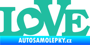 Samolepka Love 002 nápis se srdíčkem tyrkysová