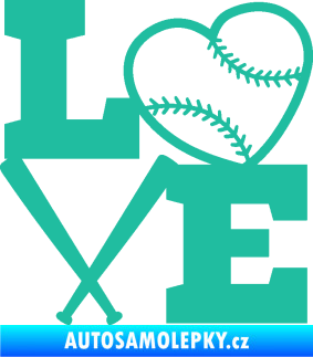 Samolepka Love baseball tyrkysová
